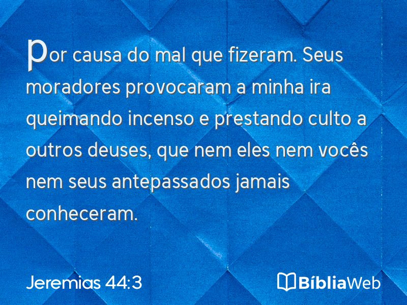 Jeremias 44:3 em imagem para compartilhar