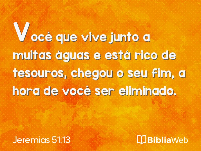 Jeremias 51:13 em imagem para compartilhar