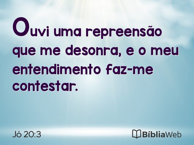 Jó 20:3 em imagem para compartilhar