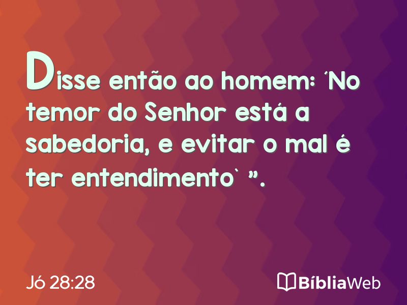 Jó 28:28 em imagem para compartilhar