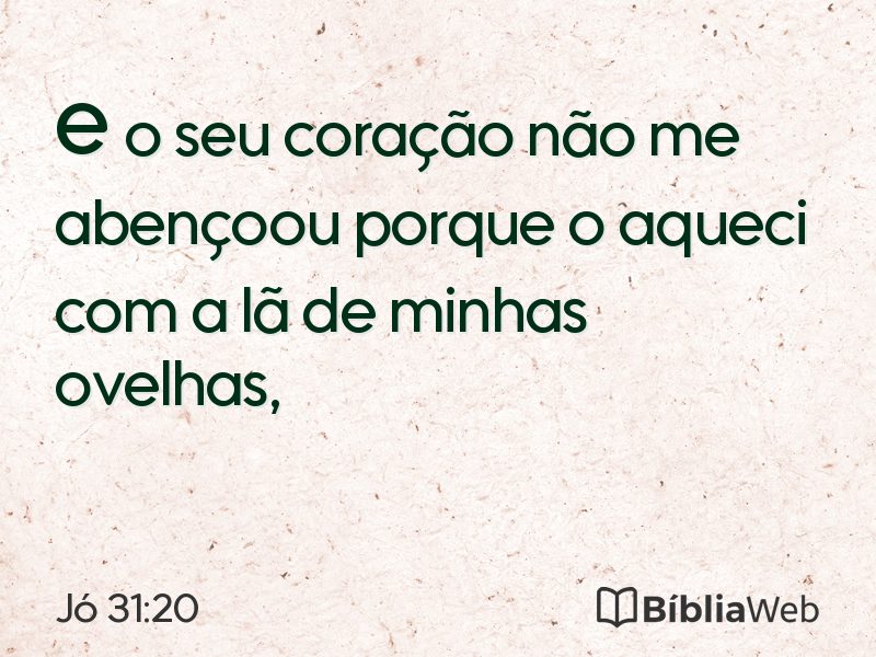 Jó 31:20 em imagem para compartilhar
