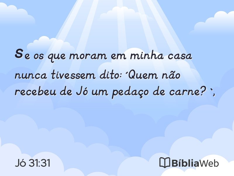 Jó 31:31 em imagem para compartilhar