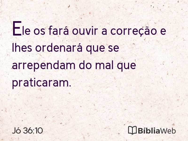 Jó 36:10 em imagem para compartilhar