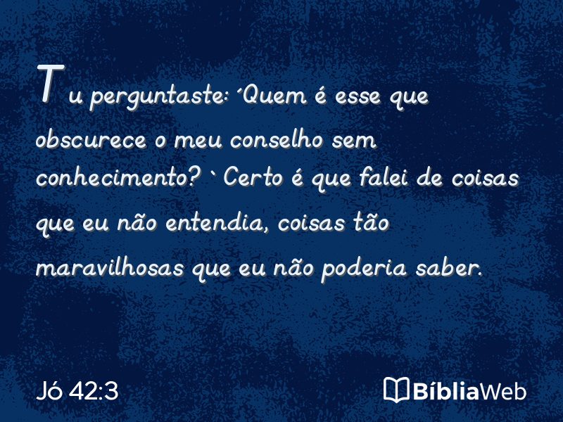 Jó 42:3 em imagem para compartilhar