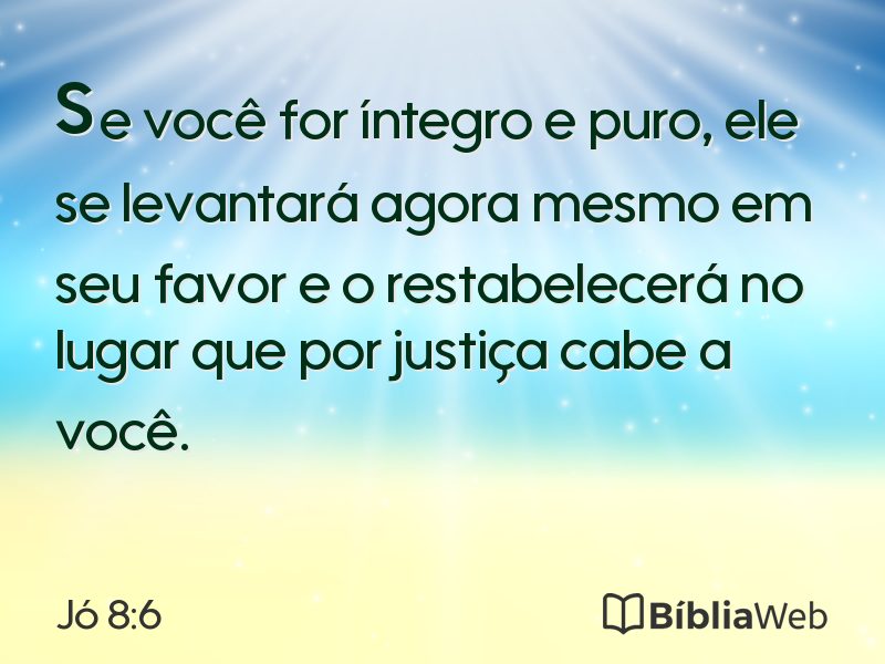 Jó 8:6 em imagem para compartilhar
