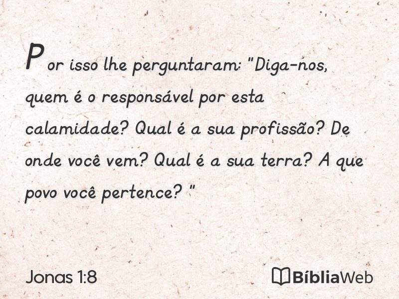 Jonas 1:8 em imagem para compartilhar