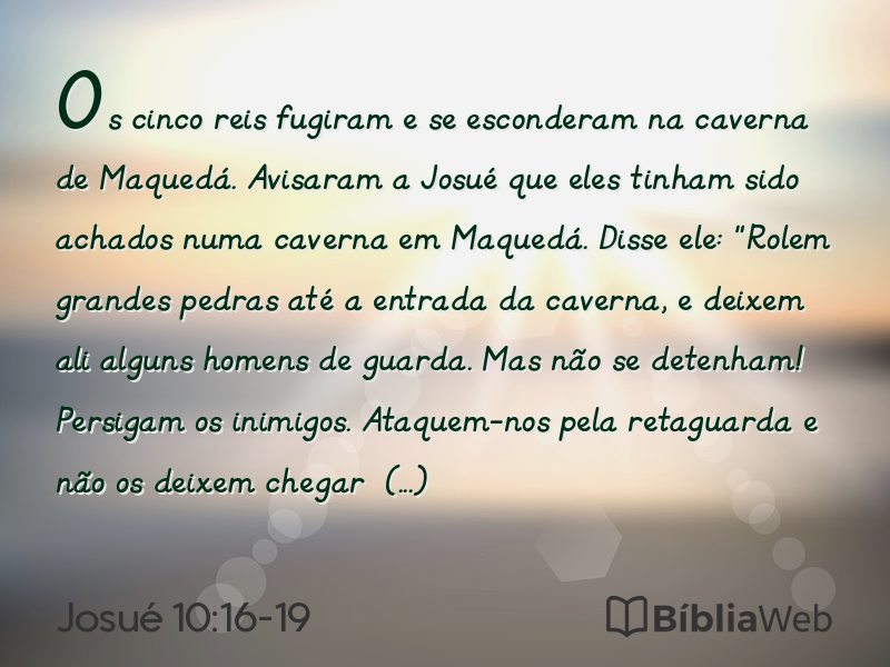 Josué 10:16-19 em imagem para compartilhar