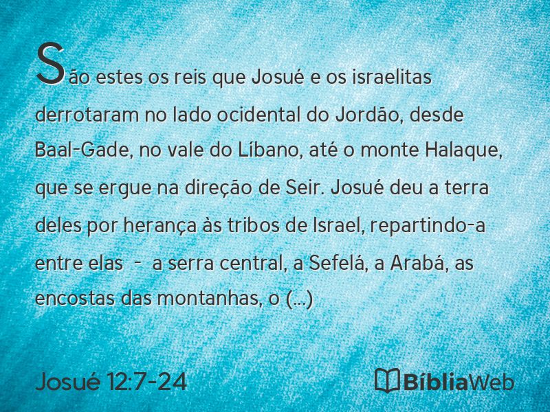 Josué 12:7-24 em imagem para compartilhar