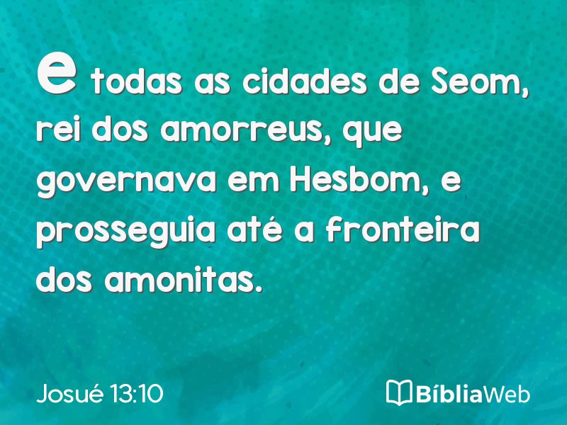 Josué 13:10 em imagem para compartilhar