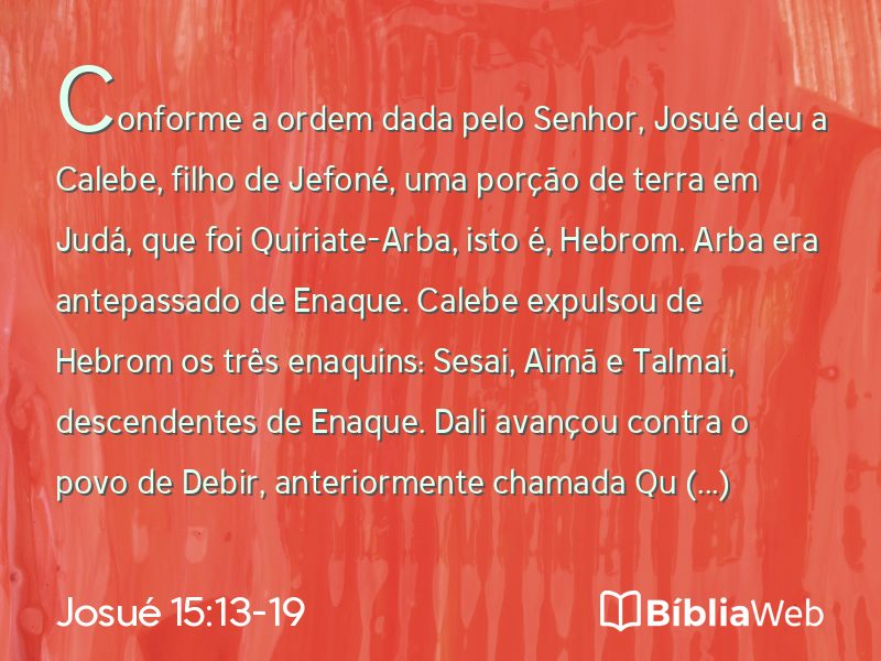 Josué 15:13-19 em imagem para compartilhar