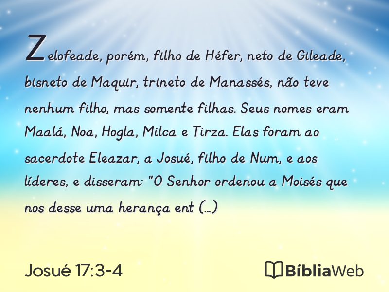Josué 17:3-4 em imagem para compartilhar