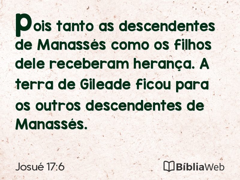 Josué 17:6 em imagem para compartilhar