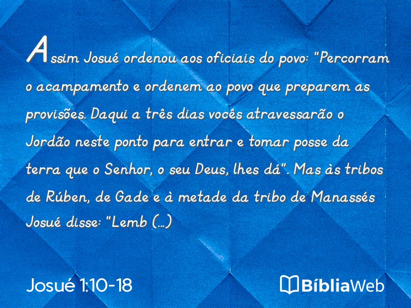 Josué 1:10-18 em imagem para compartilhar