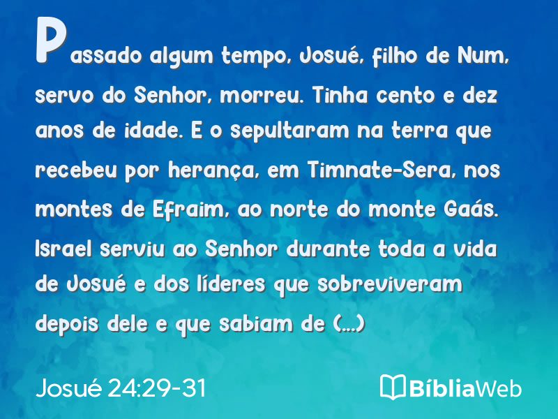 Josué 24:29-31 em imagem para compartilhar