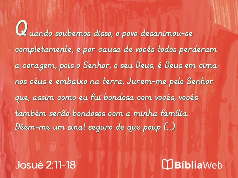 Josué 2:11-18 em imagem para compartilhar