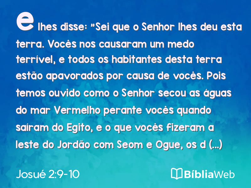 Josué 2:9-10 em imagem para compartilhar