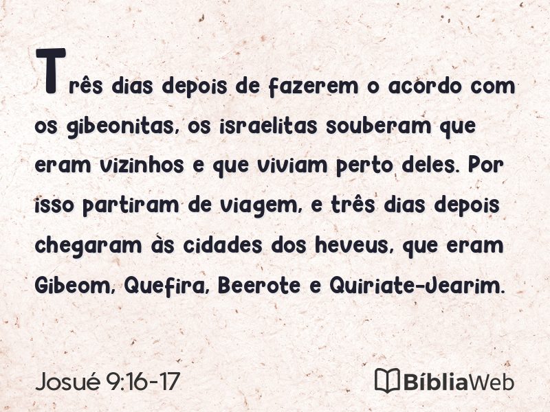 Josué 9:16-17 em imagem para compartilhar