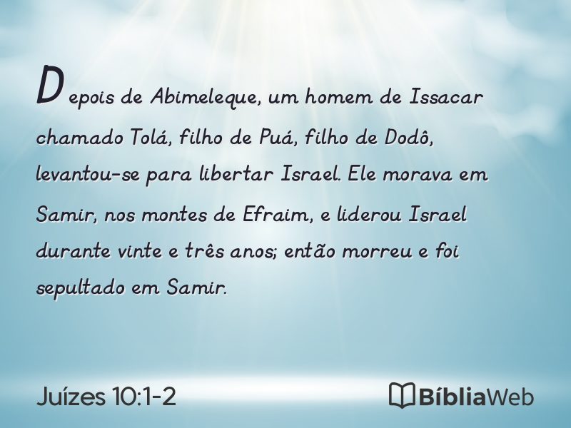 Juízes 10:1-2 em imagem para compartilhar