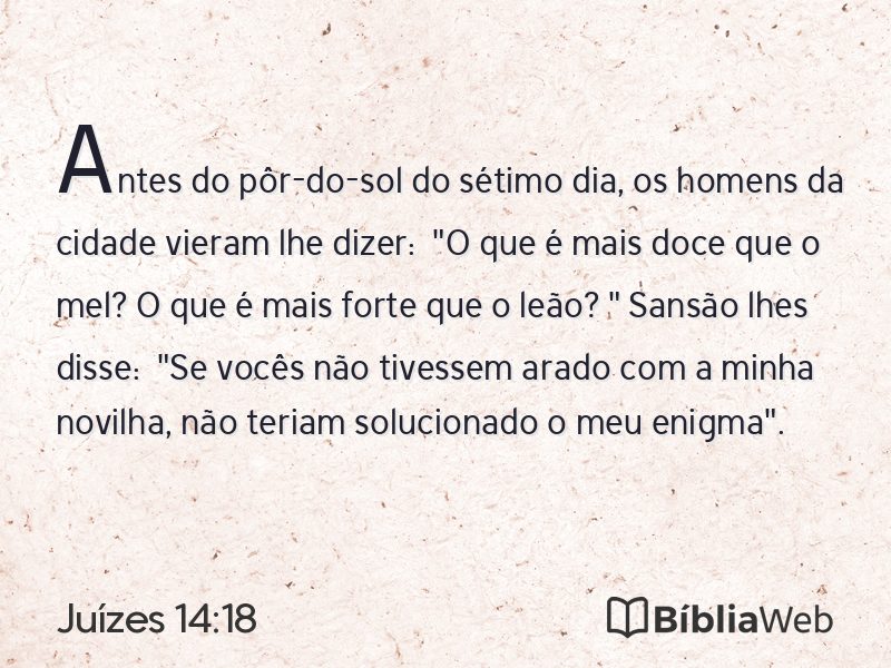 Juízes 14:18 em imagem para compartilhar