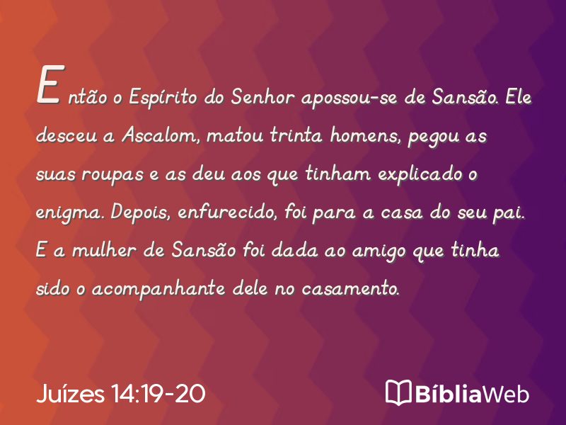 Juízes 14:19-20 em imagem para compartilhar