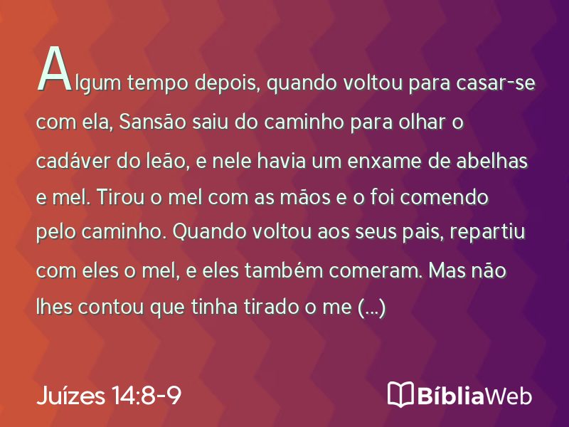 Juízes 14:8-9 em imagem para compartilhar