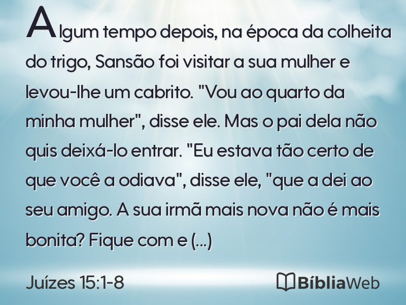Juízes 15:1-8 em imagem para compartilhar