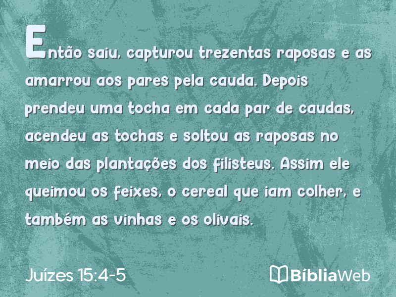 Juízes 15:4-5 em imagem para compartilhar