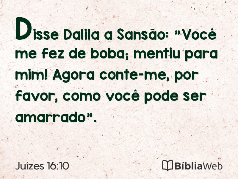 Juízes 16:10 em imagem para compartilhar