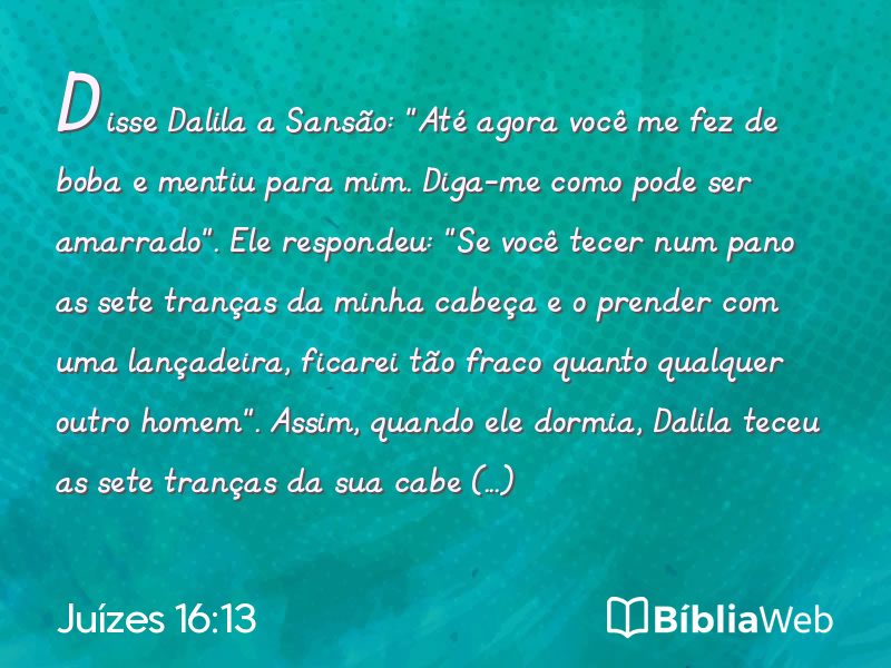 Juízes 16:13 em imagem para compartilhar