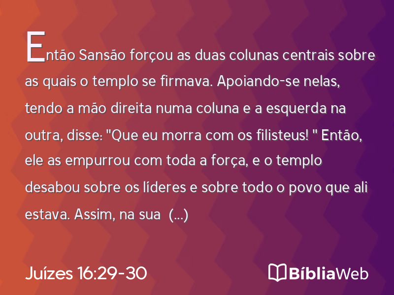 Juízes 16:29-30 em imagem para compartilhar