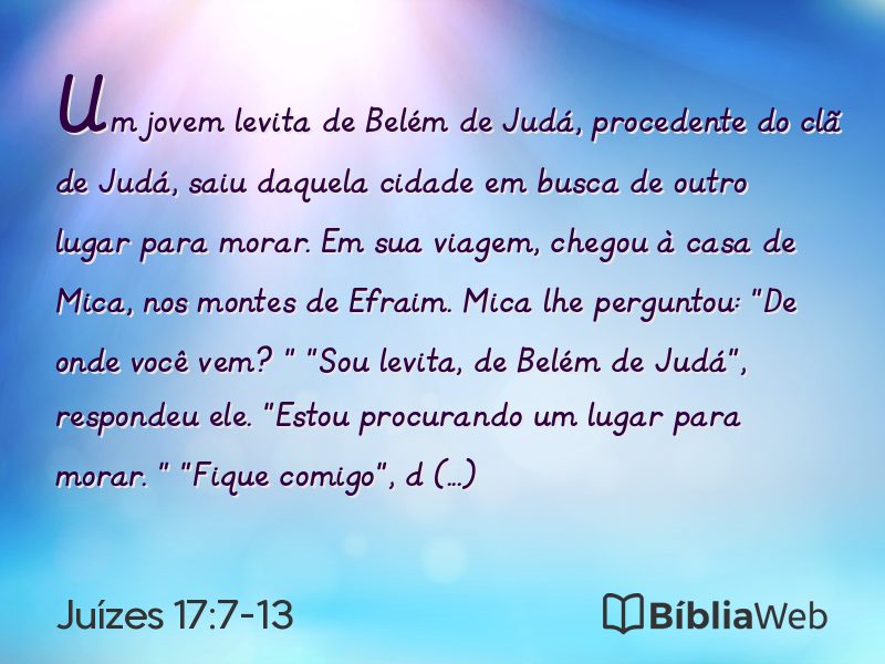 Juízes 17:7-13 em imagem para compartilhar