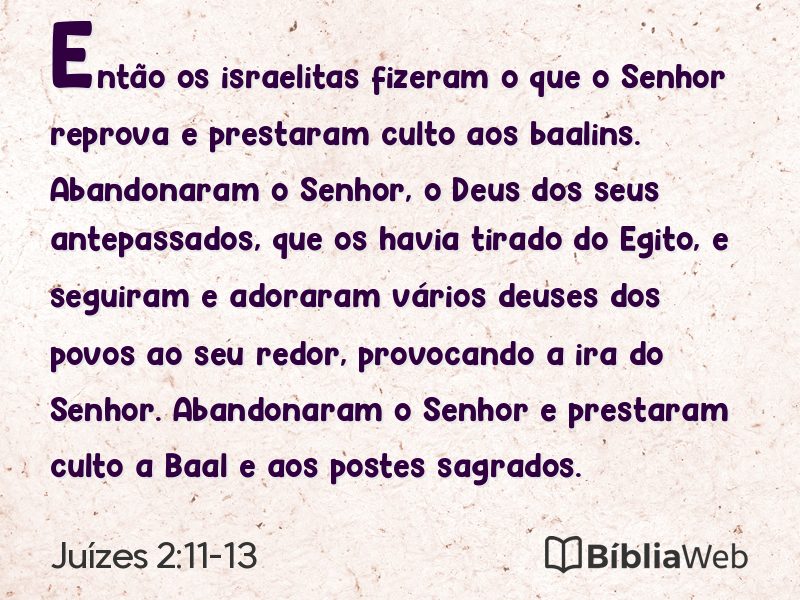Juízes 2:11-13 em imagem para compartilhar