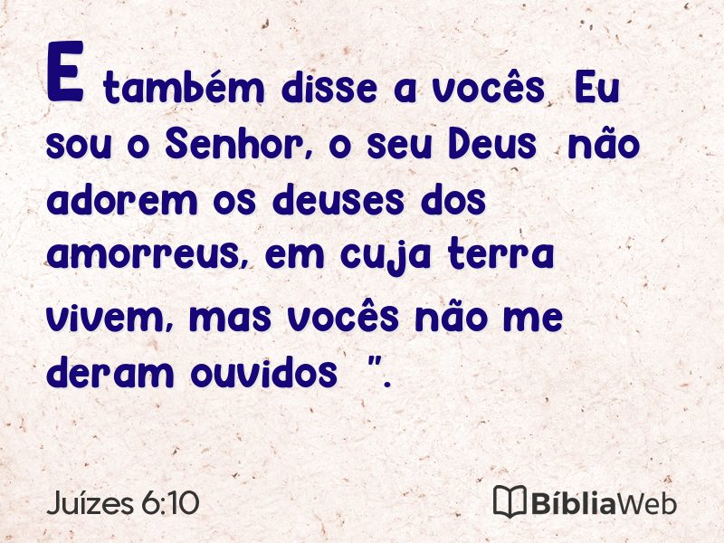 Juízes 6:10 em imagem para compartilhar