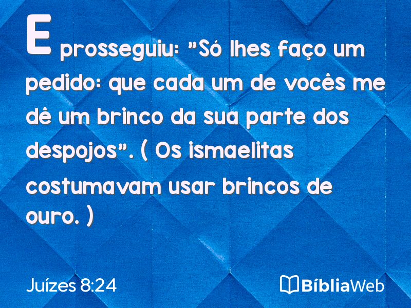 Juízes 8:24 em imagem para compartilhar