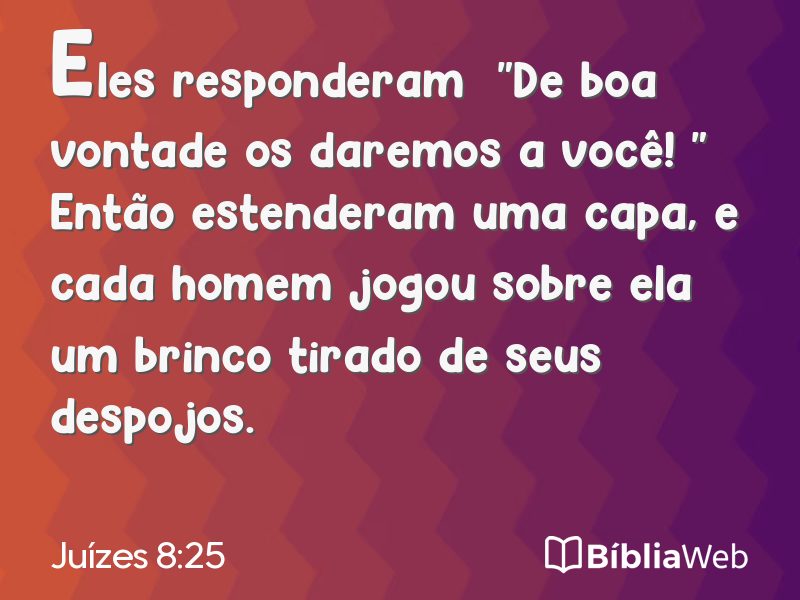 Juízes 8:25 em imagem para compartilhar