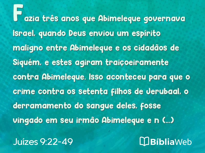 Juízes 9:22-49 em imagem para compartilhar