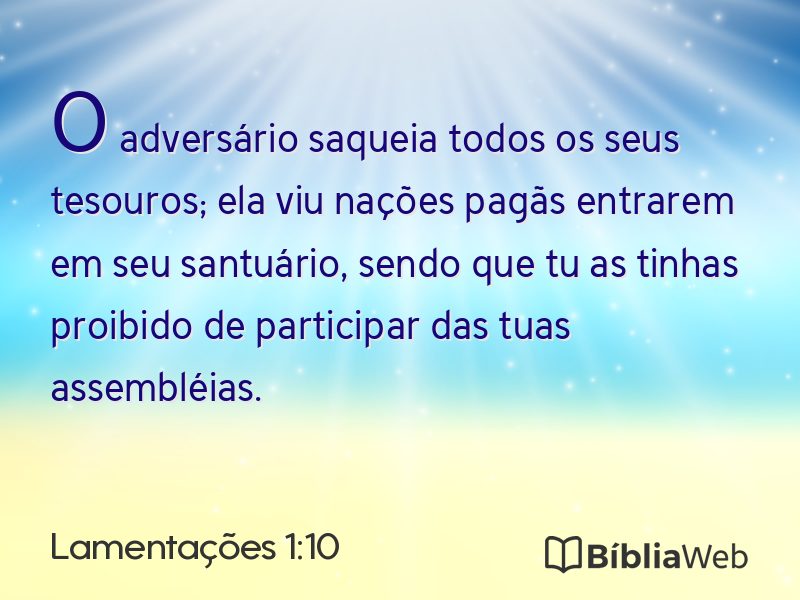 Lamentações 1:10 em imagem para compartilhar
