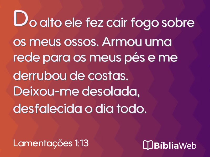 Lamentações 1:13 em imagem para compartilhar
