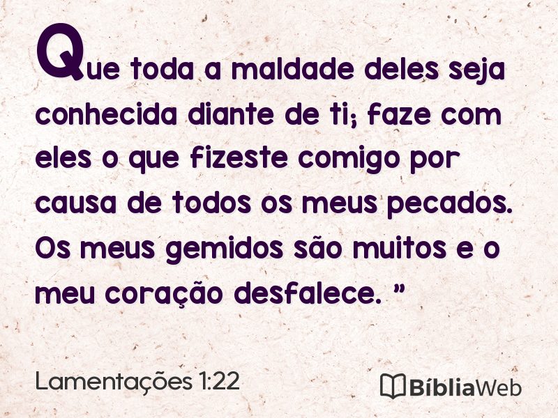 Lamentações 1:22 em imagem para compartilhar