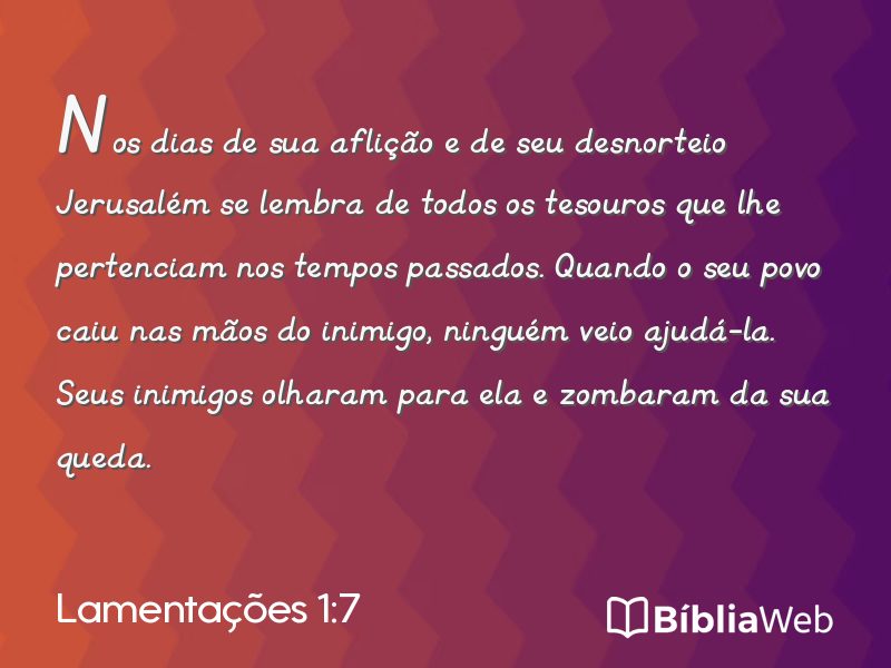 Lamentações 1:7 em imagem para compartilhar