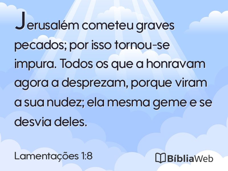Lamentações 1:8 em imagem para compartilhar