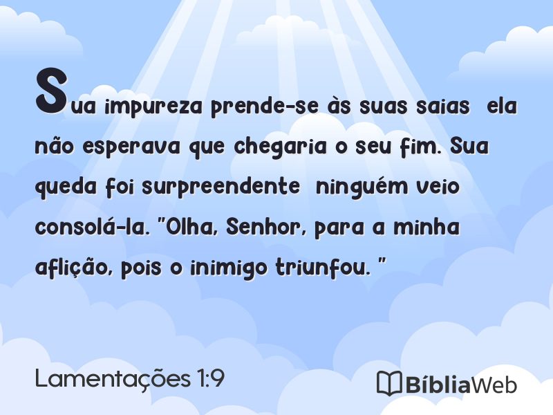 Lamentações 1:9 em imagem para compartilhar