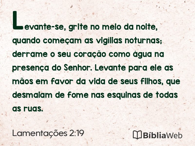 Lamentações 2:19 em imagem para compartilhar