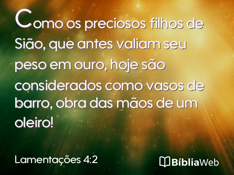 Lamentações 4:2 em imagem para compartilhar
