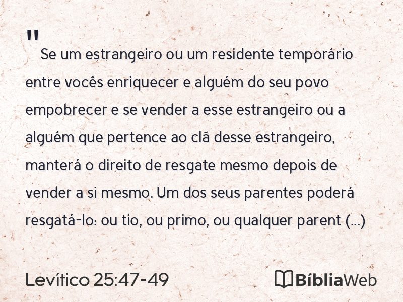 Levítico 25:47-49 em imagem para compartilhar