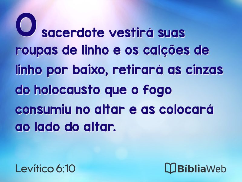 Levítico 6:10 em imagem para compartilhar