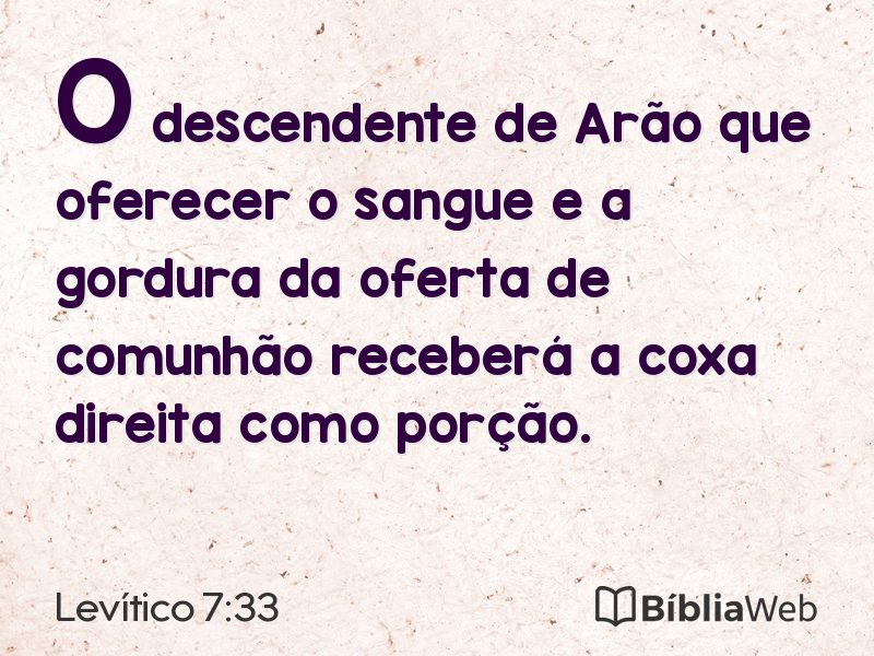 Levítico 7:33 em imagem para compartilhar