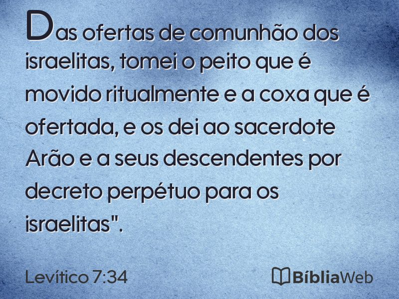 Levítico 7:34 em imagem para compartilhar