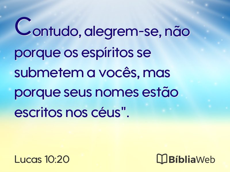 Lucas 10:20 em imagem para compartilhar