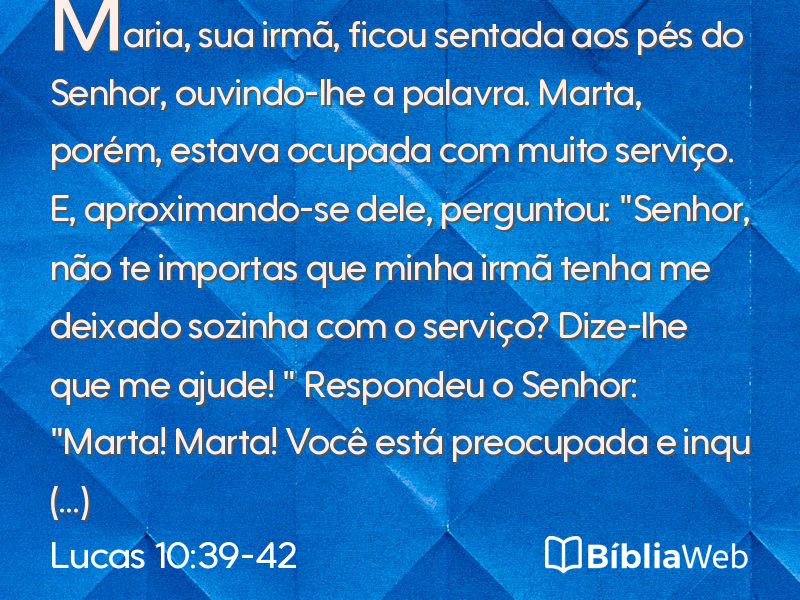 Lucas 10:39-42 em imagem para compartilhar